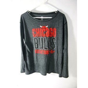 Adidas Womens T-Shirt Tee L Chicago Bulls Basketball Grey Athletic Long Sleeve